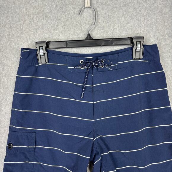J Crew Swim Trunks Mens Size 29 Navy‎ Shorts Striped Nautical Preppy 8" Inseam - Picture 2 of 12